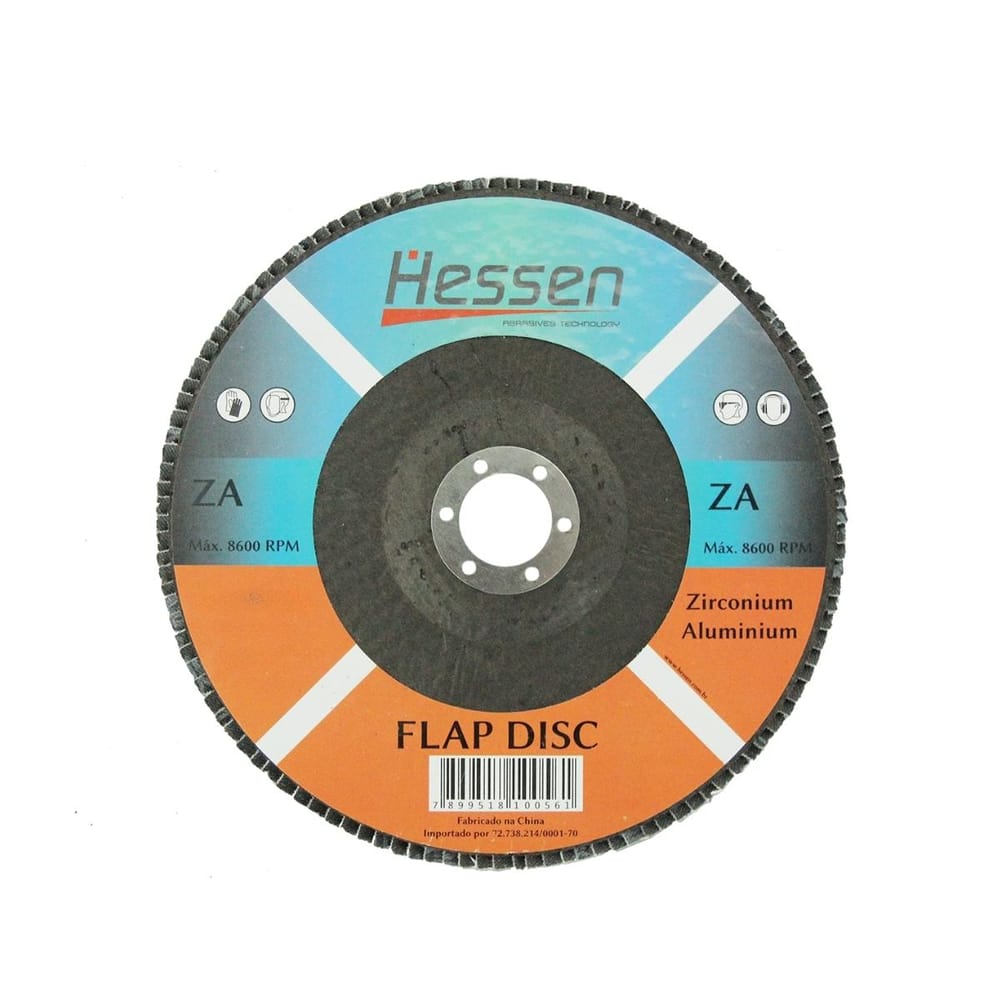 FLAP DISC 115 X 22 MM ZA#60 FIBRA HESSEN AZUL