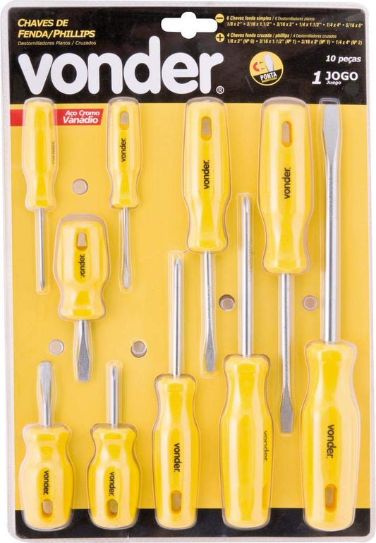 CHAVE FENDA/PHILIPSJG 10 PEÇAS CRV VONDER