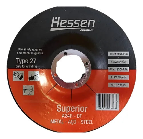 DISCO DE DESBASTE 115 X 6,0 X 22,2 MM A 24 RBF HESSEN