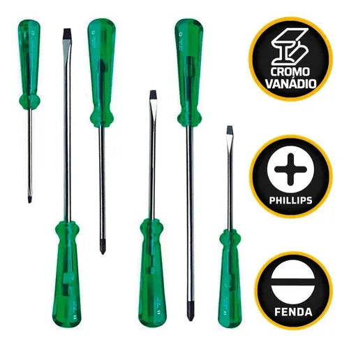 JG CHAVE DE FENDA E PHILIPS  Ref: 6 PECAS  Fab: NOLL