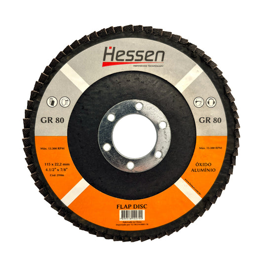 FLAP DISC 115 X 22 MM #60 OXIDO/ ALUMINIO/FIBRA HESSEN