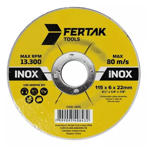 DISCO DE DESBASTE 4 1/2 X 1/4 X 7/8 INOX